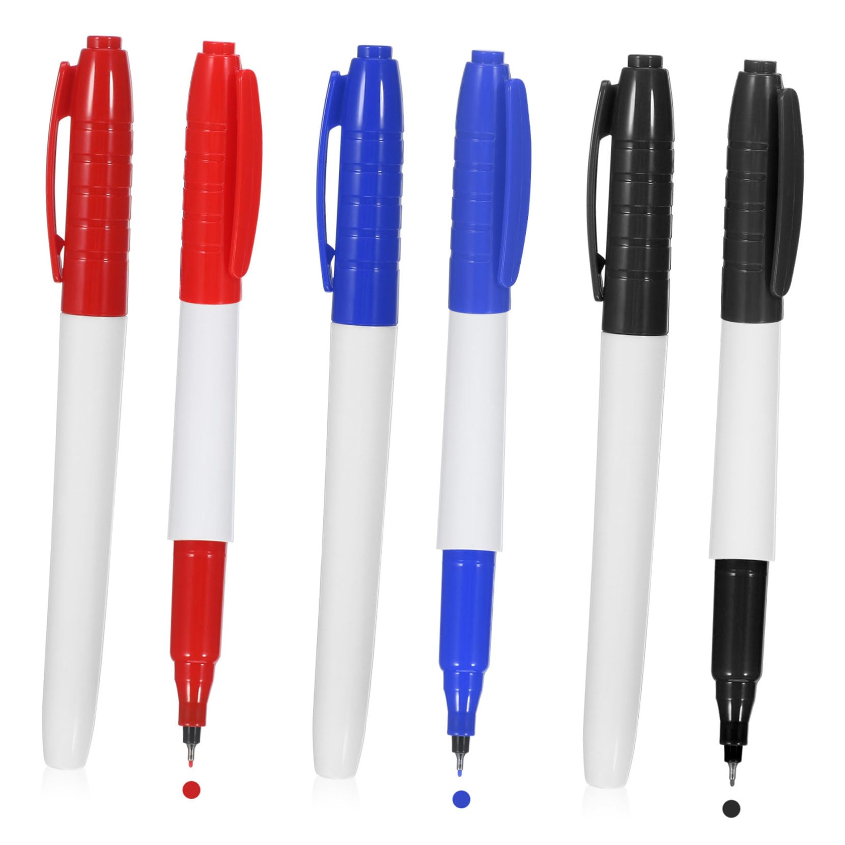 NUOBESTY Dry Erase Marker Set 6 Whiteboard Pens Eraser Fine Tip 0.5mm Erasable Liquid Chalk Markers for Classroom