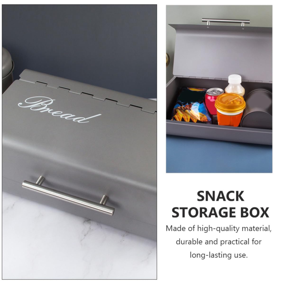 Hemobllo Caja para Pan para Guardar Pan y Refrigerios Estilo Europeo Tapa Creativa, Material Hierro Galvanizado y Plástico, Práctica y Resistente en Casa o Cafetería
