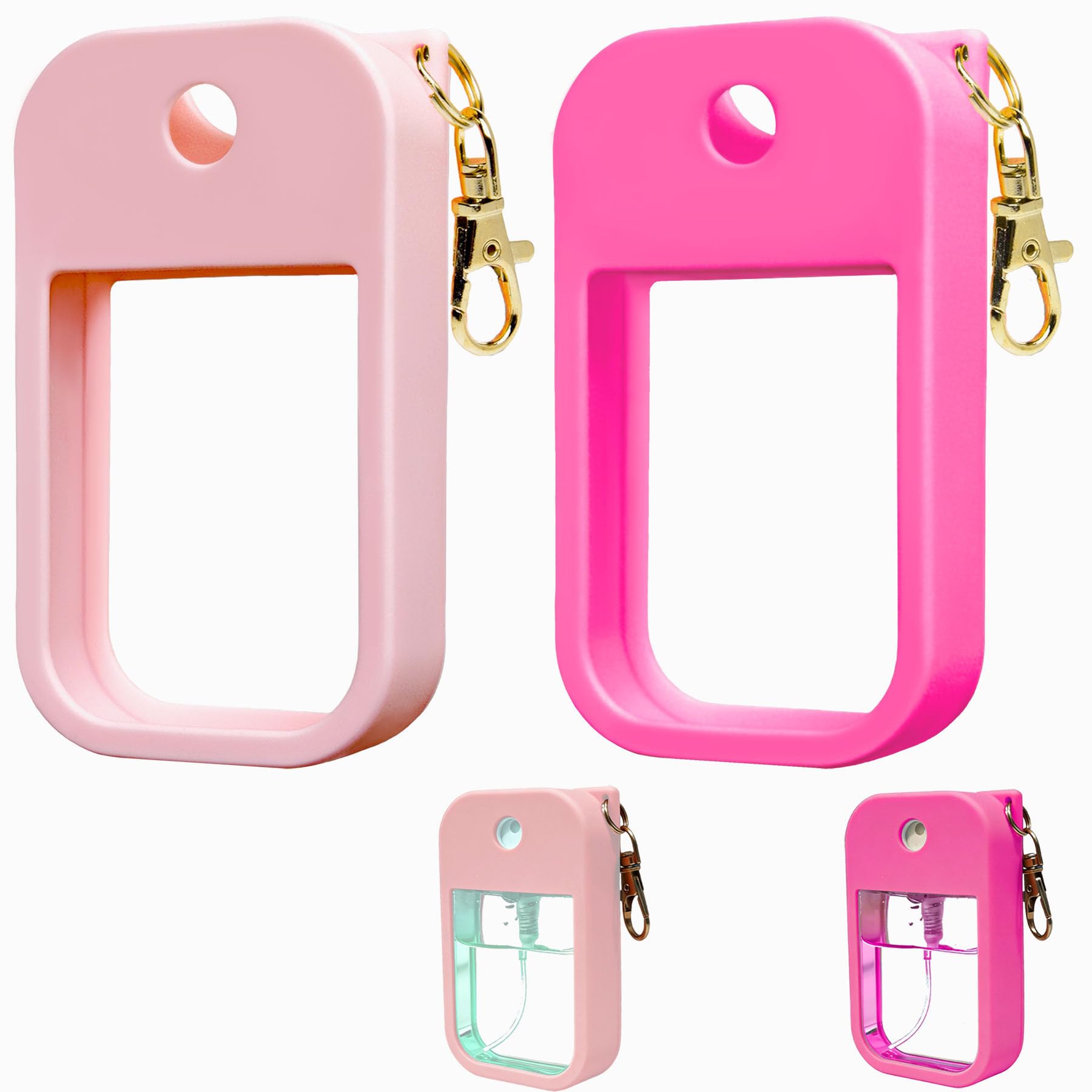Shontotao Silicone Case for Touchland Power Mist & Glow Mist 1 fl oz Hand Sanitizer spray, 2-Pack with Keychain, Also compatible with some 1.5 fl oz