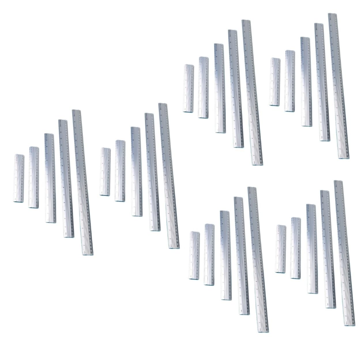 Uonlytech Set Di 30 Righelli in Metallo Da 15 Mm A 50 Mm Righello Metrico Set Di Cancelleria Per Studenti Strumento Compatto Per Studenti
