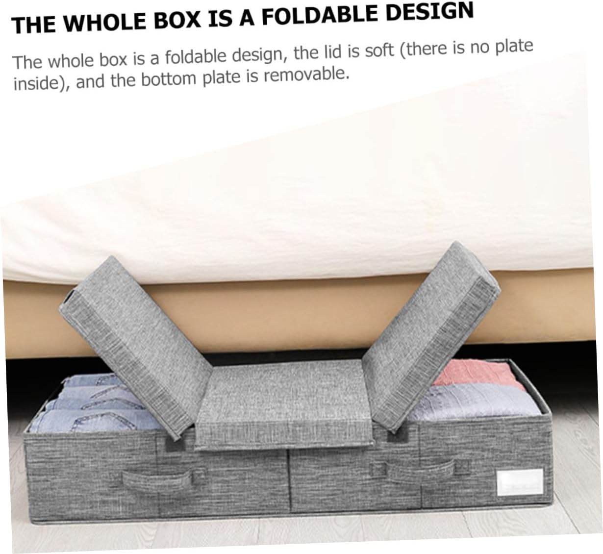 Versatile Underbed Storage Case Organizing Bins Lids Clothing Storage Containers Bag for Blanket and Shoes