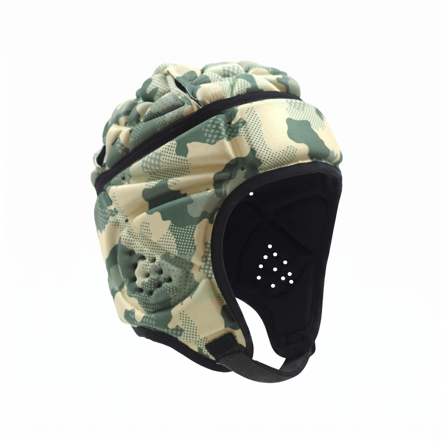 EVA Padding Padded Rugby Helmet Shock Absorbing Rugby Headgear Lightweight Padded Sports Helmet Vented Design for Children, Cycling, Skiing, Camo Green, Kids-image-31