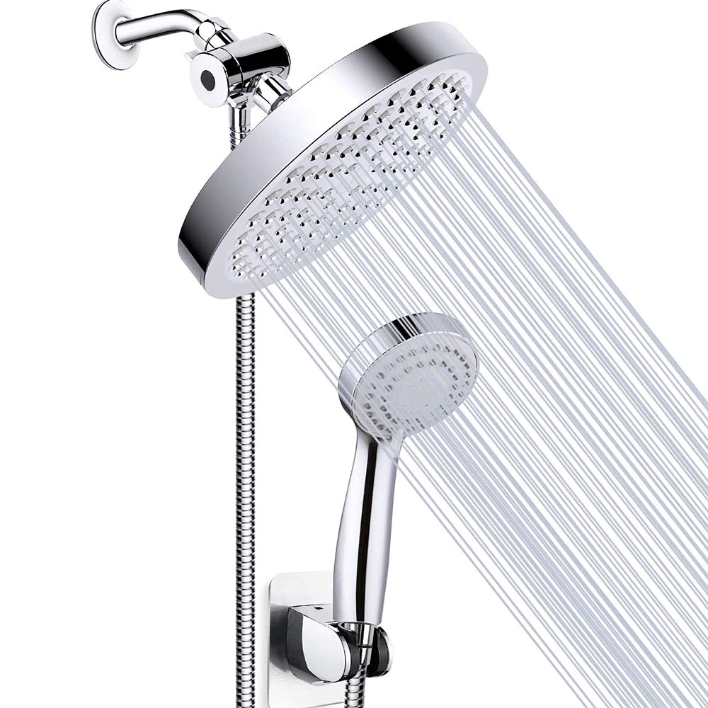 Cabezales de ducha dobles con 3 pulverizadores, rociador de ducha desmontable de mano, manguera extralarga, desviador de agua de 3 vías para una experiencia de ducha definitiva