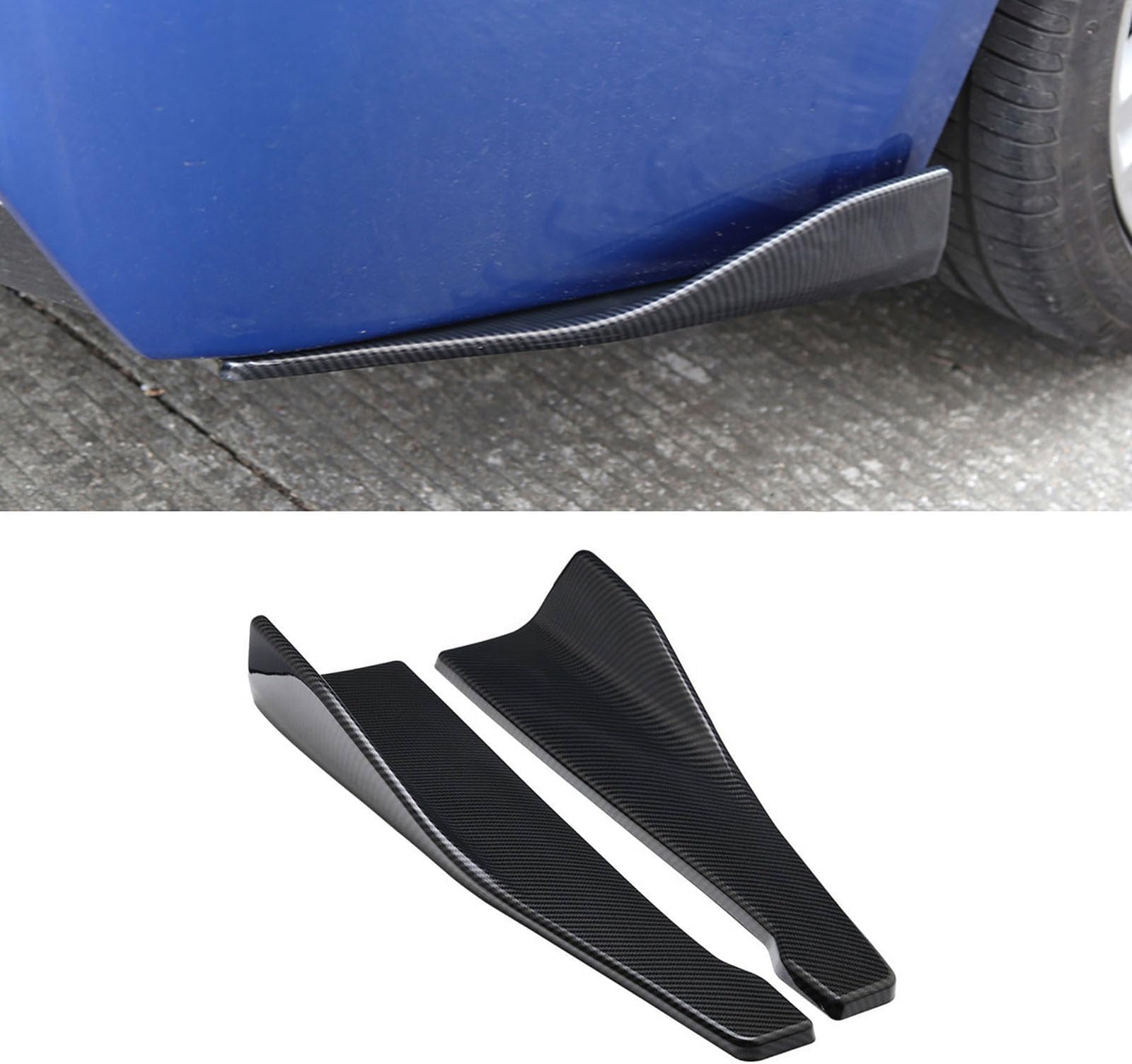 Compatible with Citroen C Crosser, 2PCS Car Rear Bumper Lip Spoiler Wrap Angle Diffuser Winglets Side Skirt Scratch Protector Trims,48CM- Carbon fiber look