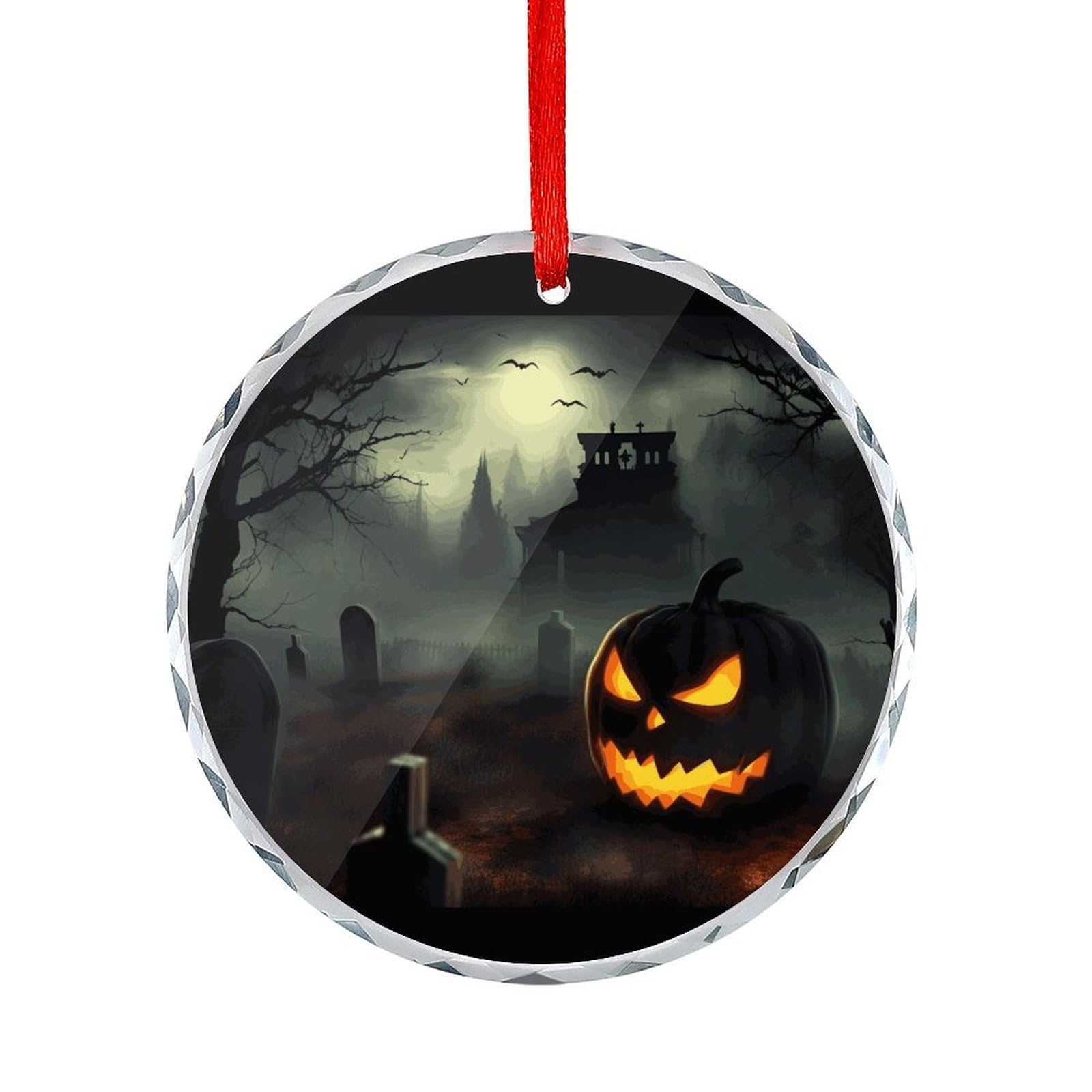 Btcowzrv Style Halloween Horror Round Ornament Hanging Pendant Decor