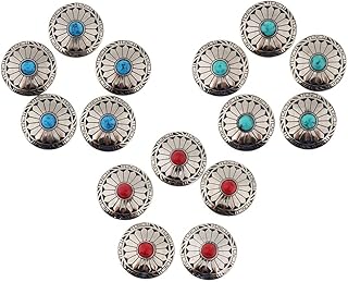 chiwanji 15 Pezzi Turchese Metallo Rotondo Borchie Bottoni Fai da Te Cuoio Artigianato Accessori 30 mm