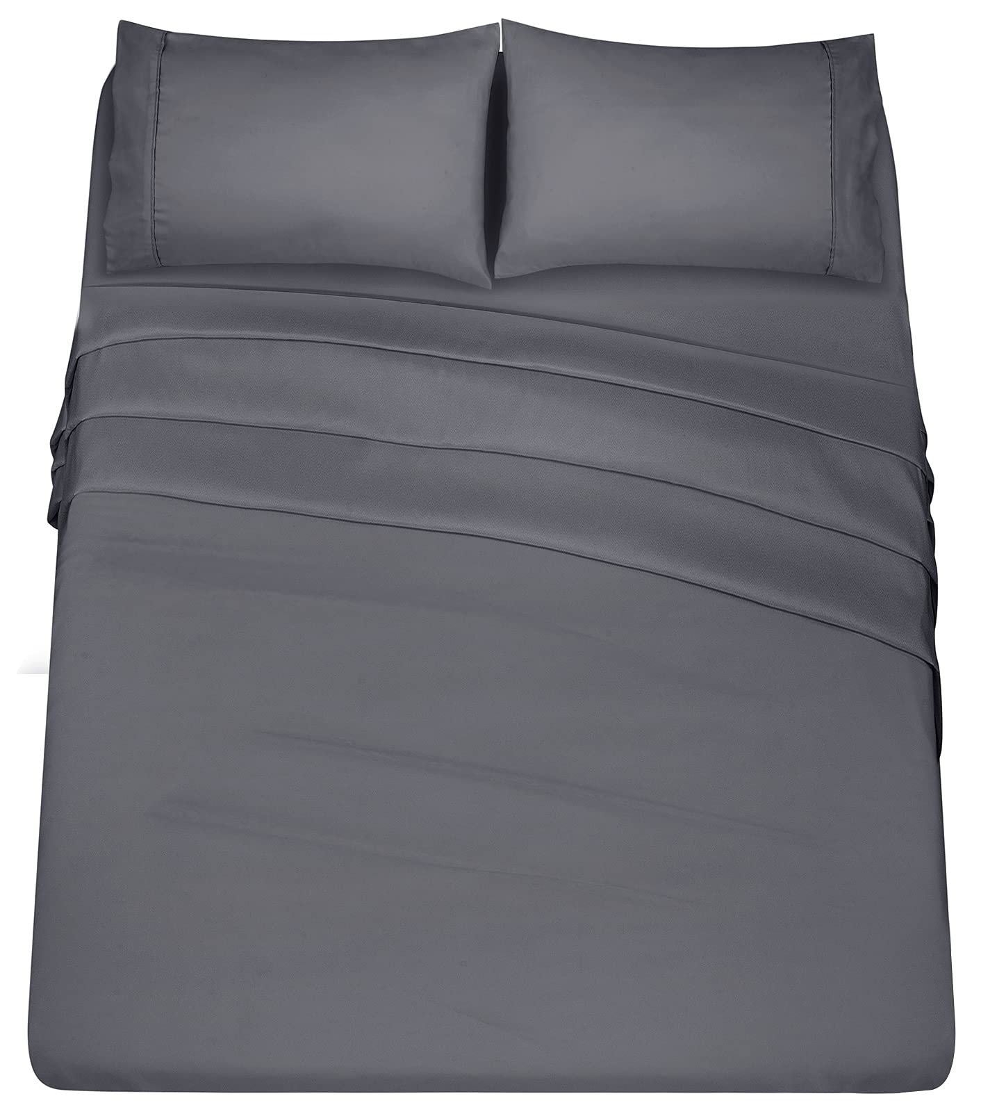 Oakias 4 Piece Queen Bed Sheets Grey – Soft Brushed Microfiber Fabric Queen Sheets Set – Grey Sheets for Bed – Shrinkage & Fade Resistant Sheets – Machine Washable