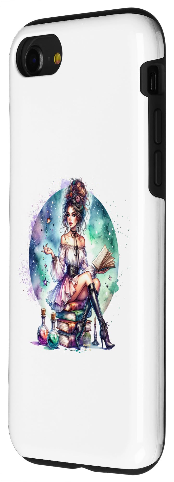 iPhone SE (2020) / 7 / 8 Enchanting Woman Reading Graphic Art Sitting On Books Case - Image 2