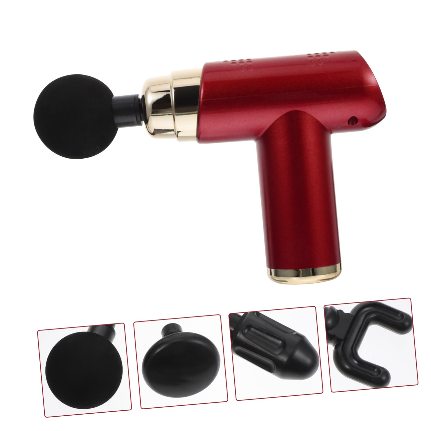 Masajeador Corporal Eléctrico De Percusión Mini, Ajustable 6 Velocidades, 4 Cabezales De Masaje, Portátil Para Relajación Muscular Postejercicio y Uso Doméstico Rojo