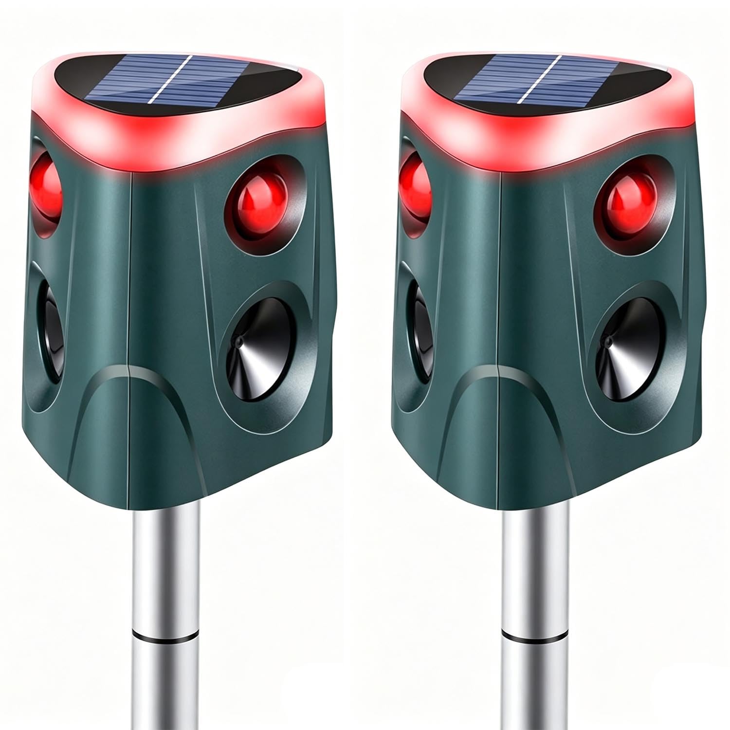 2X Repelente de Gatos 360 Grados - Ahuyentador Gatos con Energía Solar,Impermeable Ultrasonido IP55 en 4 Modos,Repelente al Aire Libre para Animales para/Ardillas/Mapaches/Perros