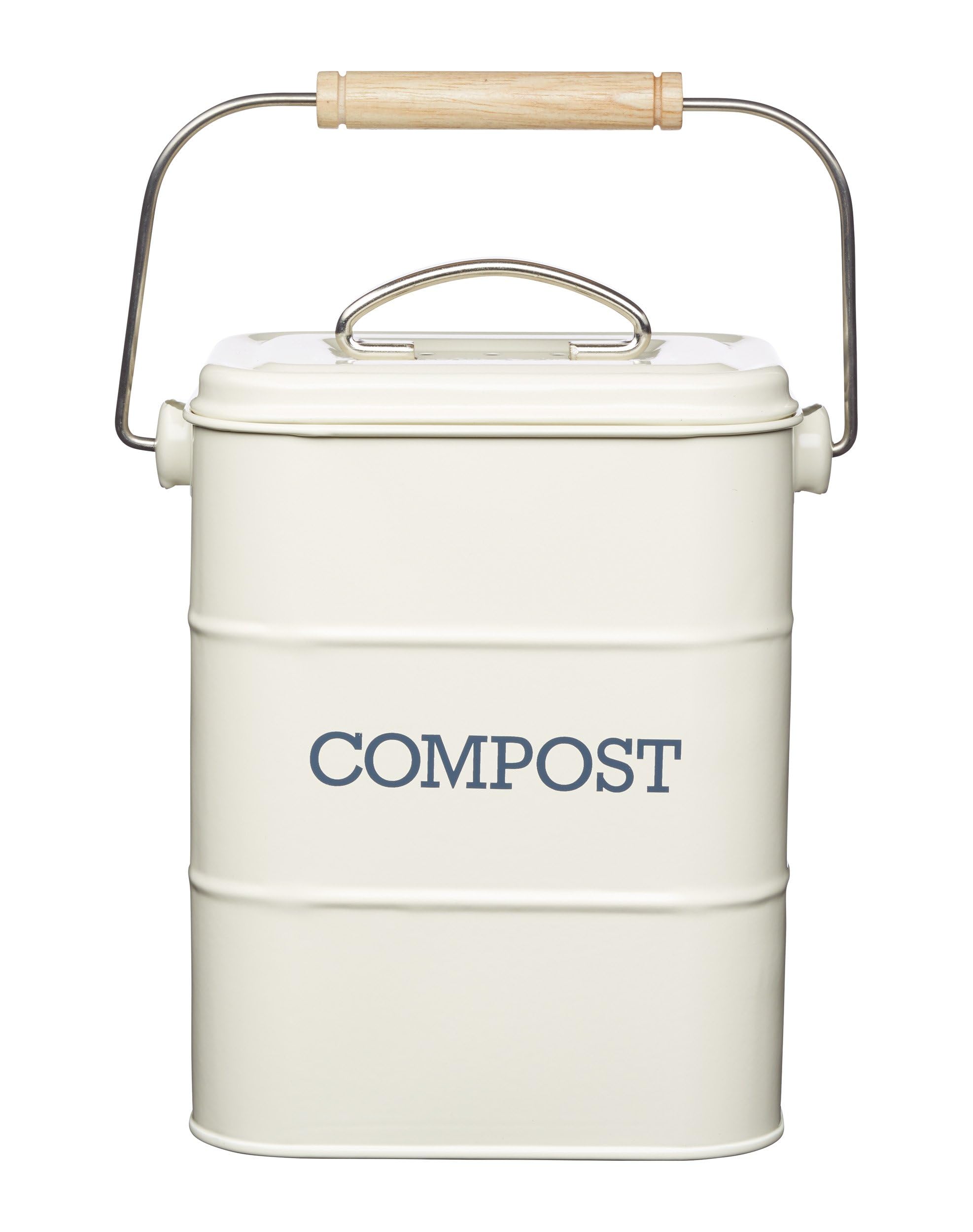 KitchenCraft Living Nostalgia Metal Kitchen Composter Antik-Cremeweiß, Cream