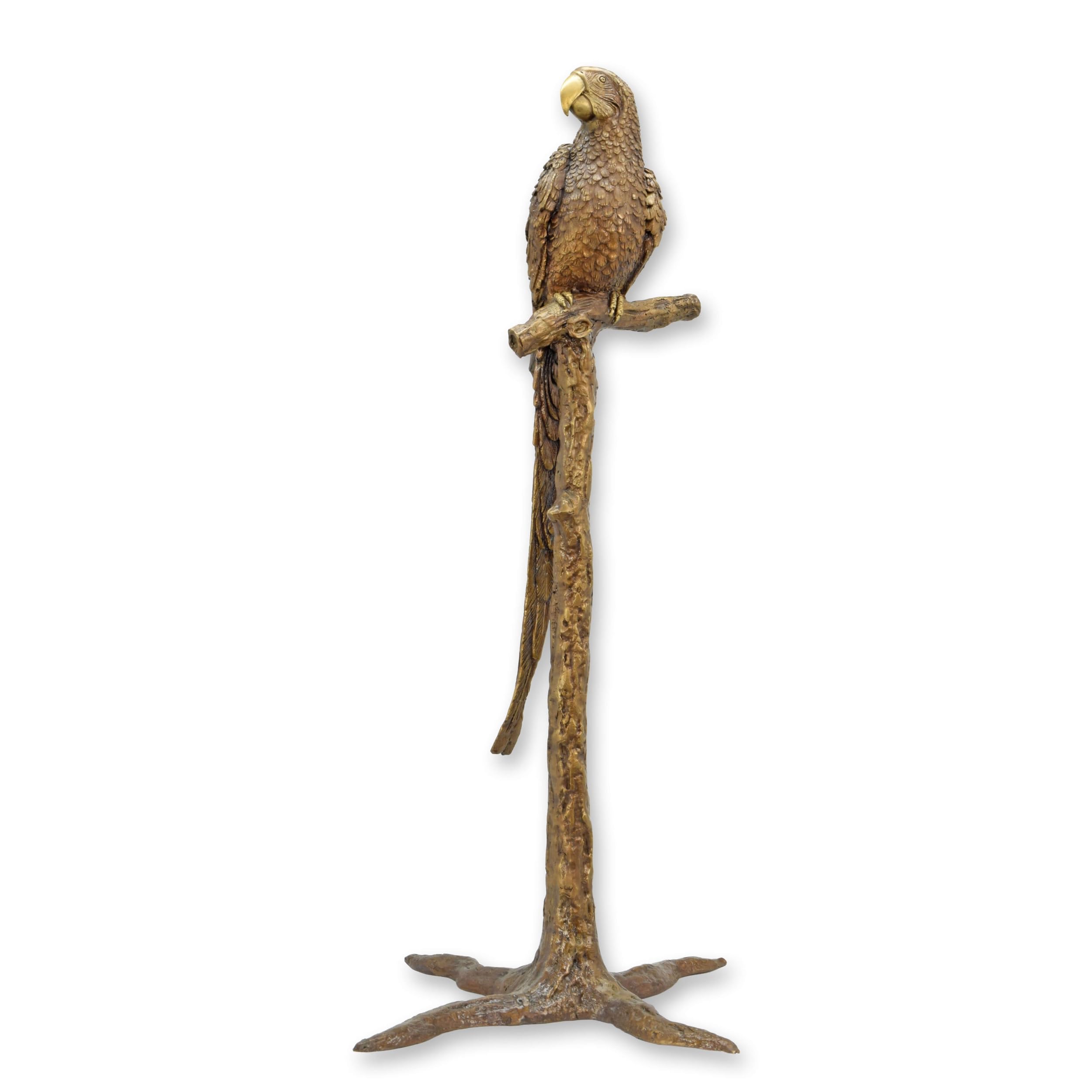 aubaho A Bronze Sculpture of a Parrot on a Branch Replica Retro Design Decoration