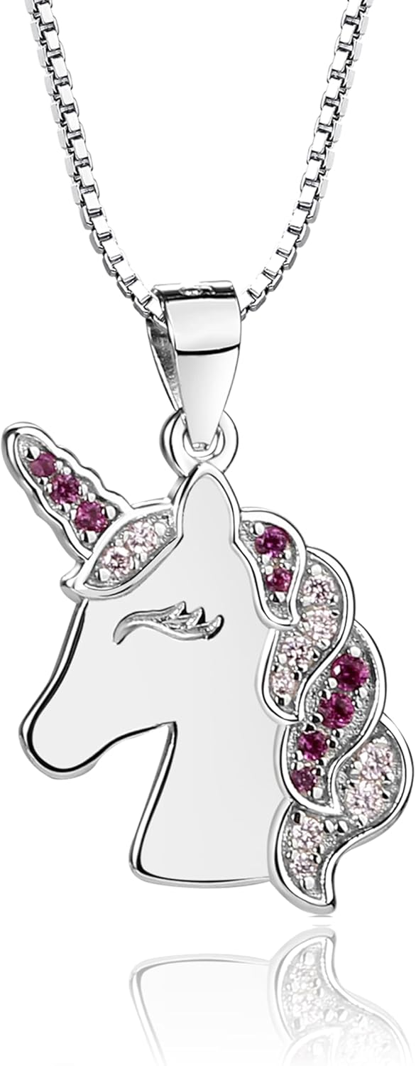 Cherished Moments Girl's 925 Sterling Silver Unicorn Necklace with Sparkling CZs