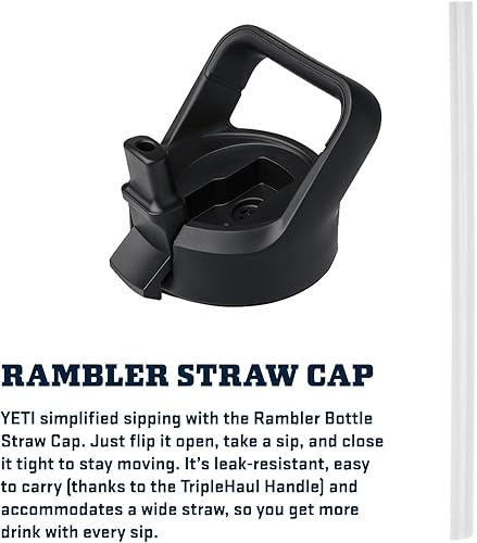 Miniatura 6 de YETI Rambler - Botella de acero inoxidable aislada al vacío con tapa y popote, 26 onzas, color negro