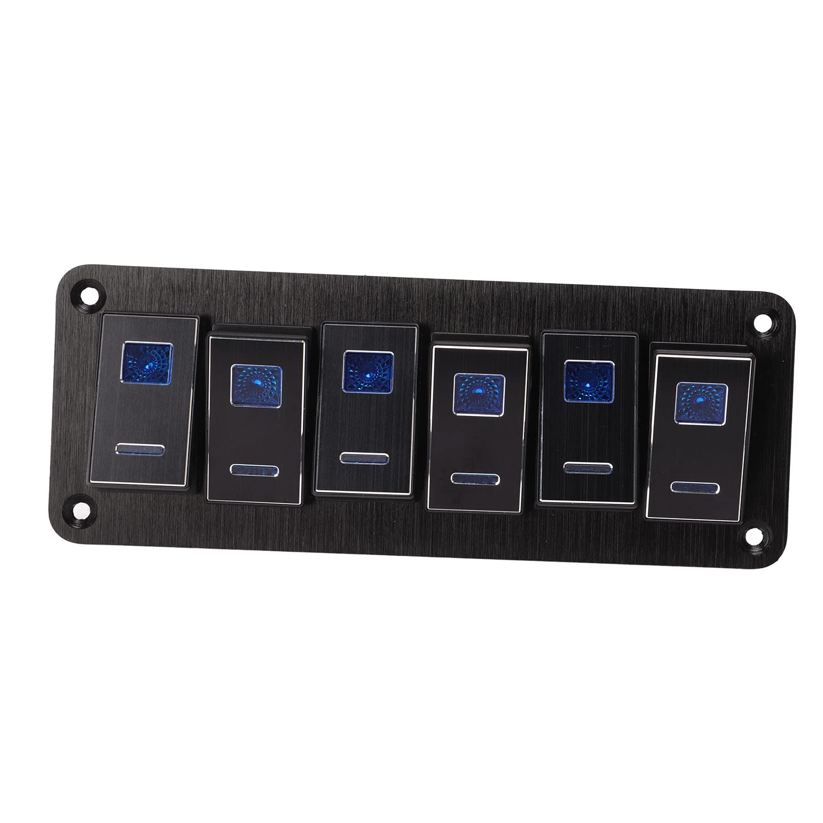 6 Gang Rocker Switch Panel Waterproof Portable Blue Backlit Design for