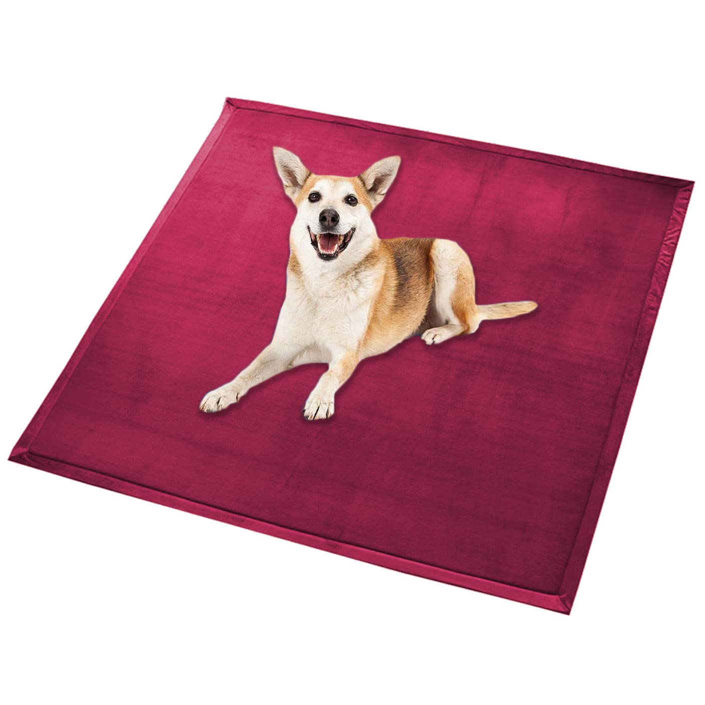 Waigg Kii Large Dog Bed Mat Soft Coral Velvet Large Pet Mat,Calming Cat Sleeping Mat Non-Slip Dog Mattress for Small Medium Large Dogs Cats (160x130cm,Wine Red)