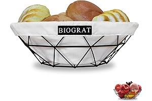 "BIOGRAT®" Serving Bread Basket | Durable Metal Wire Basket with Detachable Fabric Liner