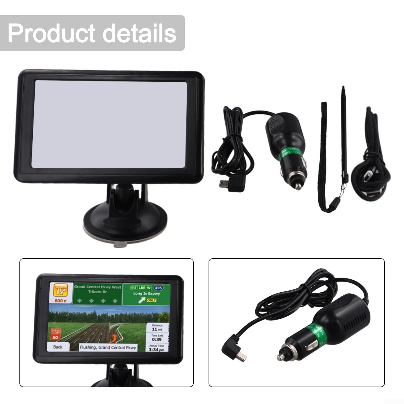 Sistema di navigazione GPS portatile da 5 pollici, auto e camion precaricato mappe del Regno Unito 8 GB di memoria 128 MB per memoria per uscita audio fm