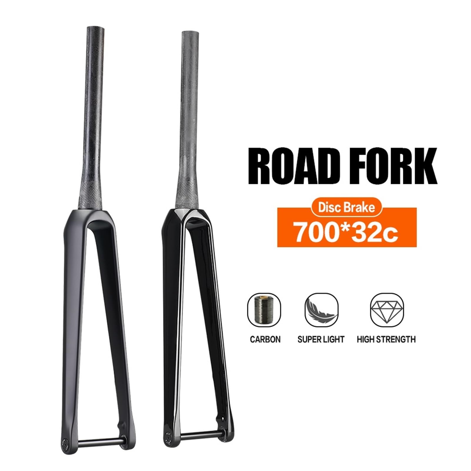 Generisch 700C Carbon Road Fahrrad Gabel Konischer Gabelschaft Steckachse 100x12mm UD Scheibenbremse 140/160mm Fahrrad Ersatzteile