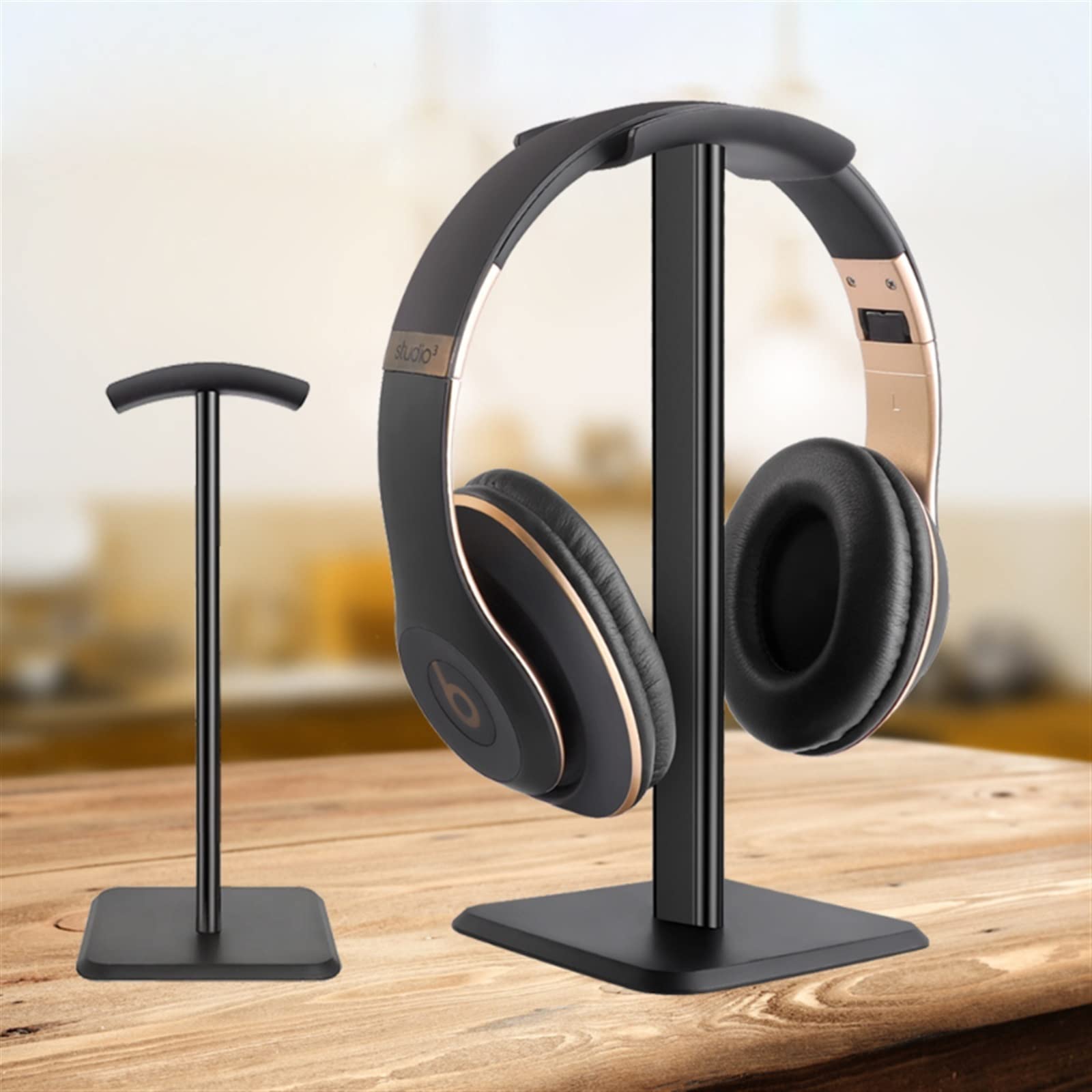 GLigeT Support de casque universel pour casque de jeu avec barre de support en aluminium flexible antidérapant (noir)