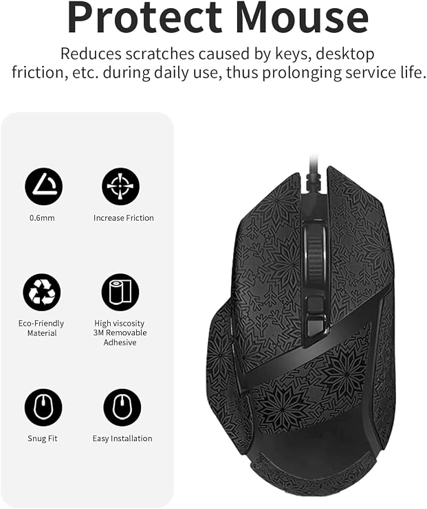 1 Set Mouse Anti-slip Grip Tape Fit for Razer Basilisk V3 Pro, Sweat Resistant,Self-Adhesive Design,Elastics Refined Side Stickers,Professional Mice Upgrade Kit,Black Snowflake Pattern