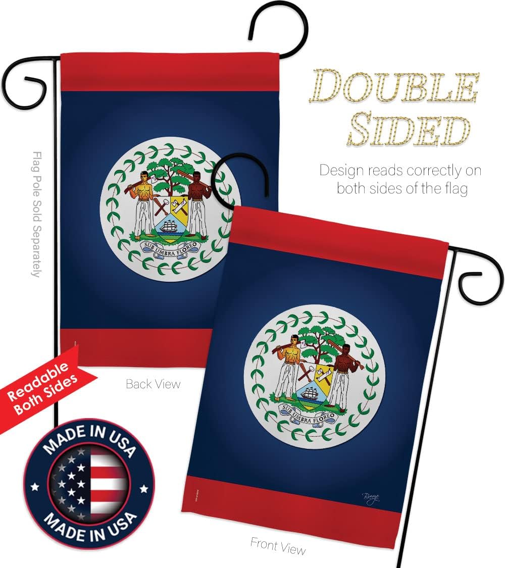 Breeze Decor G158163 Belize Flags of The World Nationality Impressions Decorative Vertical Garden Flag 13" x 18.5" Printed in USA Multi-Color