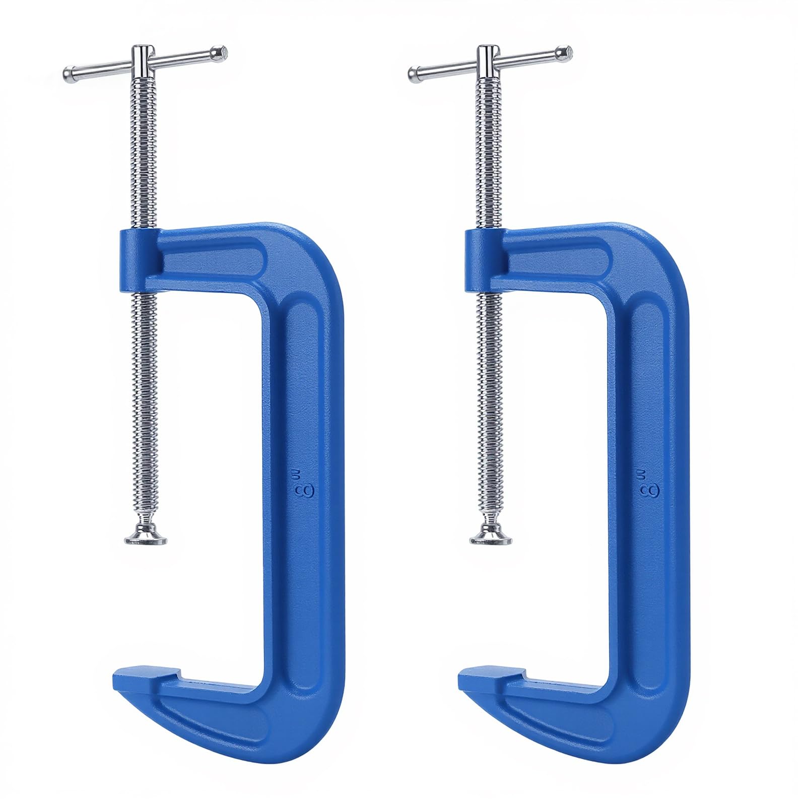 MANCHAP 2 PCS 8 Inch C Clamp, 203mm Opening G Clamps with Adjustable Screw for Woodworking, Welding, Blue