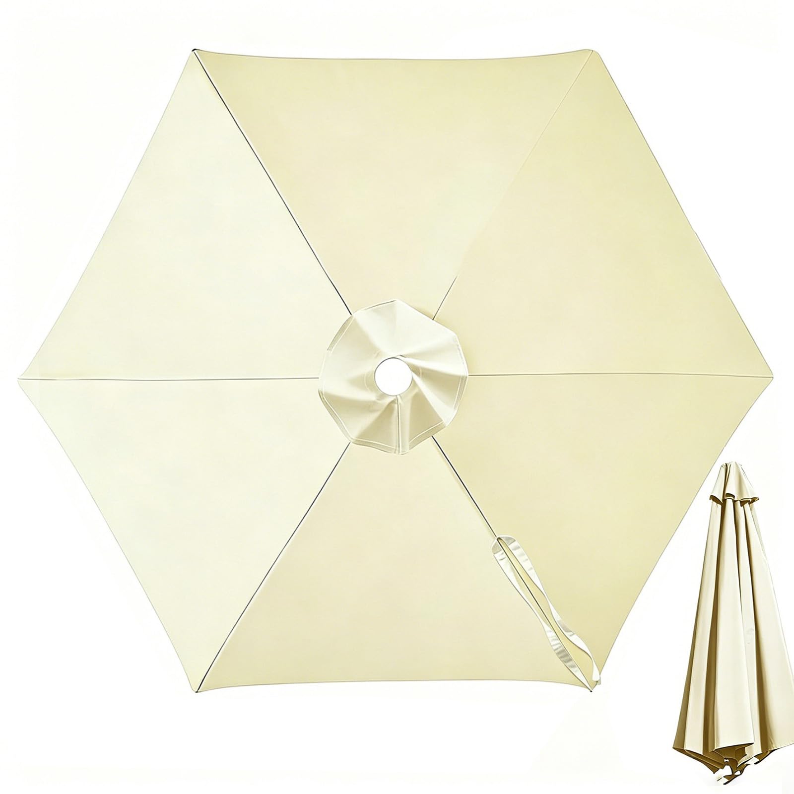 BORDRISE Replacement Parasol Canopy, Replacement Parasol Fabric Cover Garden Umbrella Cover, Anti-Ultraviolet Patio Umbrella Cloth Sun Canopy for Garden Patio Beach Umbrella (Beige, 3 m/6 Ribs)