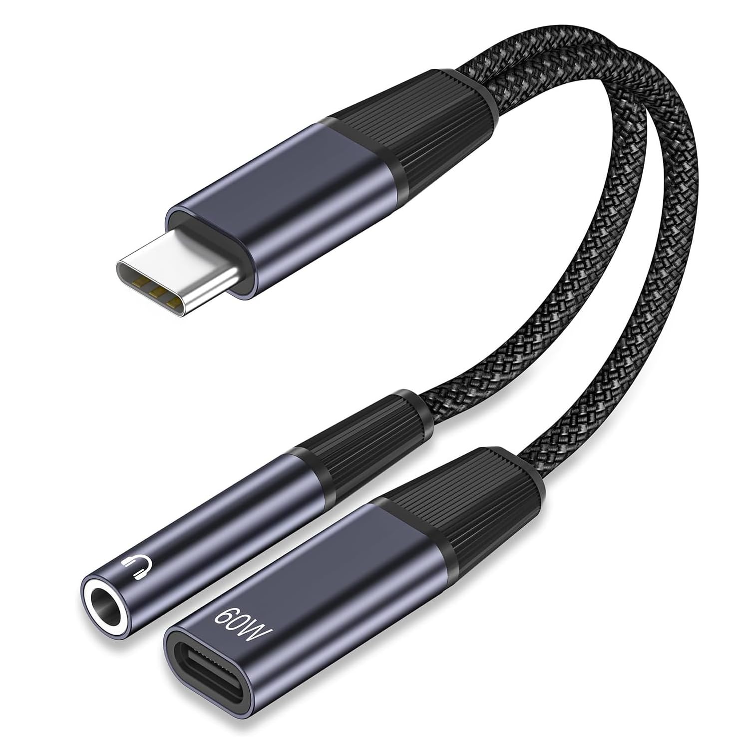 タイプC イヤホンジャック 変換アダプター 2 in 1 USB-C to 3.5mm オーディオ変換アダプターそして 60W PD急速充電 Type-c イヤホン3.5mm オーディオアダプタ 充電しながらイヤホン 通話 音量調節可能 対応iPhone 17 16 15 Pro Max,Samsung Galaxy S25 S24 S23 S22 S21, Pixel 9 8 7,Xperia