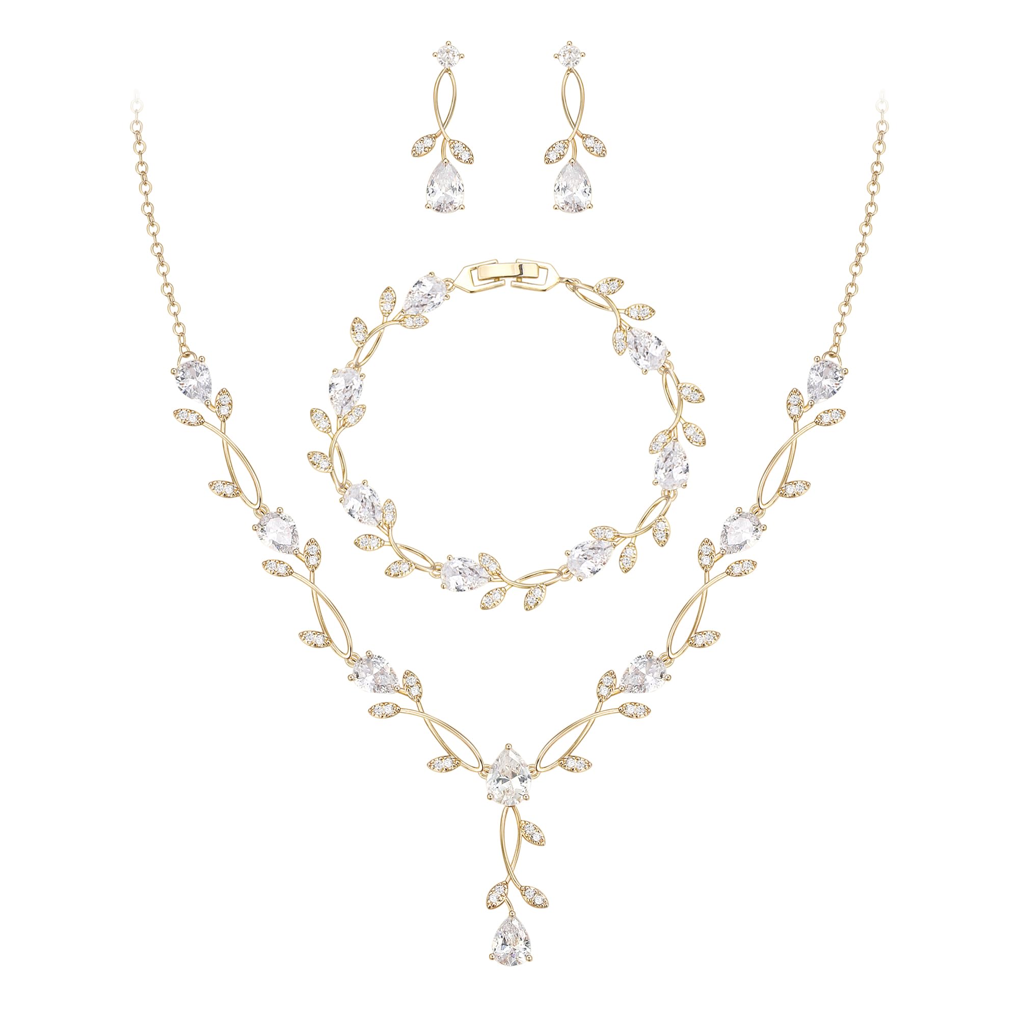 EVER FAITH Pearl and CZ Bridal Set
