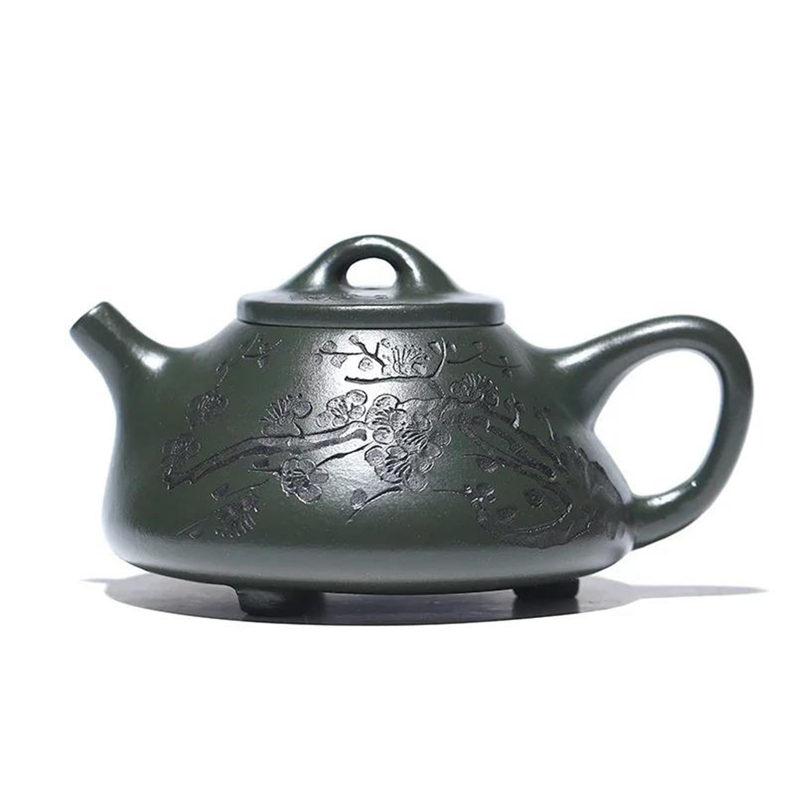 Théière Artisanale en Terre Crue Vert foncé avec Filtre, Service à thé Zisha, théière Ancienne en Argile Violette d'Yixing (200 ML), théières et cafetières, Service à thé de Voyage