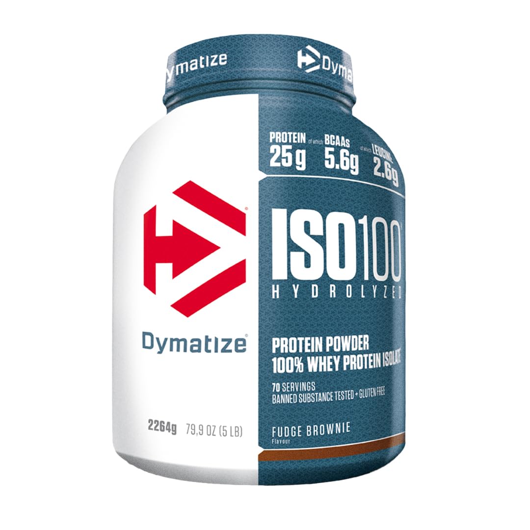 Dymatize ISO 100 Hydrolyzed Fudge Brownie 2264g - Hidrolizado de Proteína de Suero Whey + Aislado en Polvo