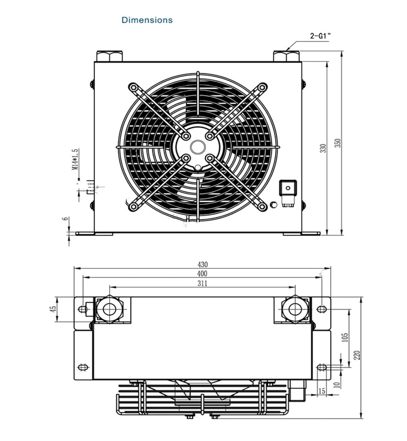AH1012T-CA Hydraulic Air Cooler Truck-Mounted Crane Modified Fuel Tank Cooling Cooler Oil Radiator Efficient Shock Absorption(380)