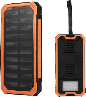 Solar Power Bank, 20000 MAh Portatile 2 Uscite Porte USB Ricarica Rapida Solare, Wireless Power Bank Ricarica Rapida Caricabatterie per Cellulare con Torcia per Campeggio, Escursionismo,(arancia)