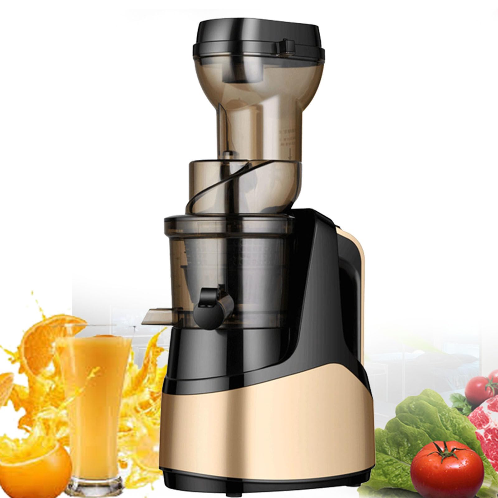 Estrattore di succo a freddo con funzione inversa, macchina compatta per succhi a masticazione lenta verticale, facile da pulire, motore silenzioso, filtro a 2 modalità per succhi di frutta/frullati