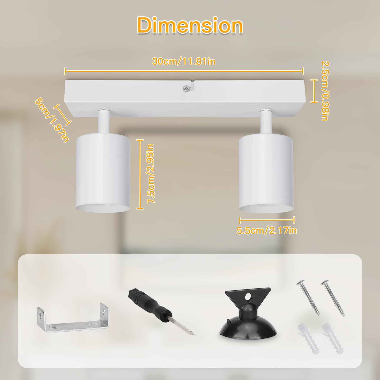 Spots Plafond LED TaFiCo 3 Spots - Plafonnier Orientable GU10 Blanc Moderne Salon Cuisine