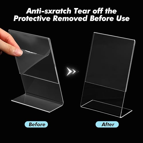 Miniatura 8 de 2 soportes acrílicos para letreros de acrílico con parte trasera inclinada, soporte de exhibición transparente para folletos, exhibición de