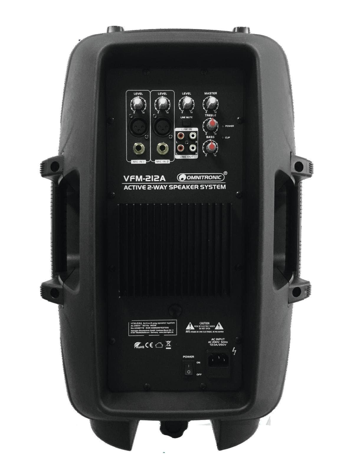 OMNITRONIC VFM-212A 2-Wege Lautsprecher, aktiv | Aktive Box, 12" Woofer, 1" Treiber, 140 W RMS