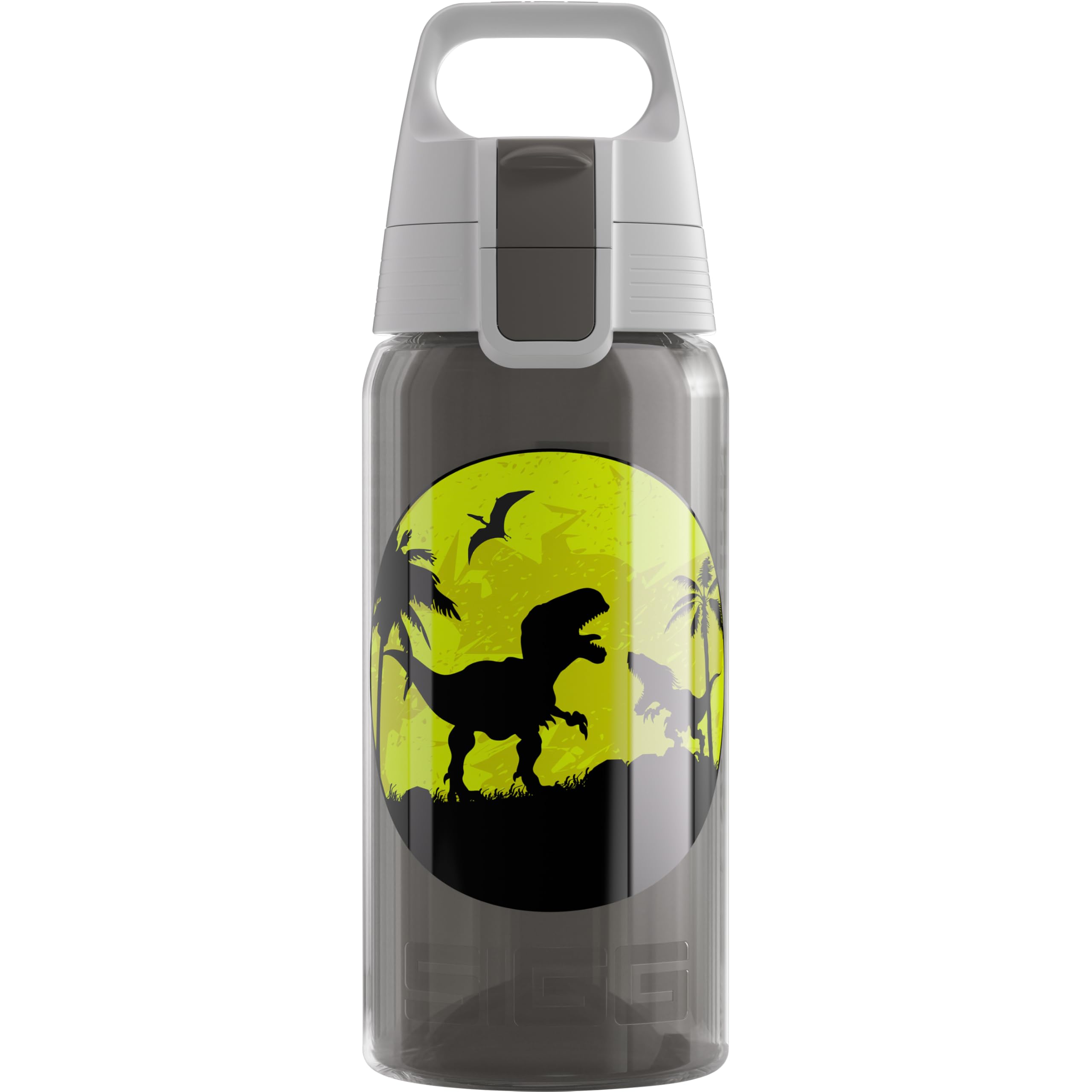Sigg - Sports Water Bottle For Kids - Viva One Dino - Suitable For Carbonated Drinks - Leakproof - Dishwasher Safe - BPA Free - School & Bike - Grey - 0.5L