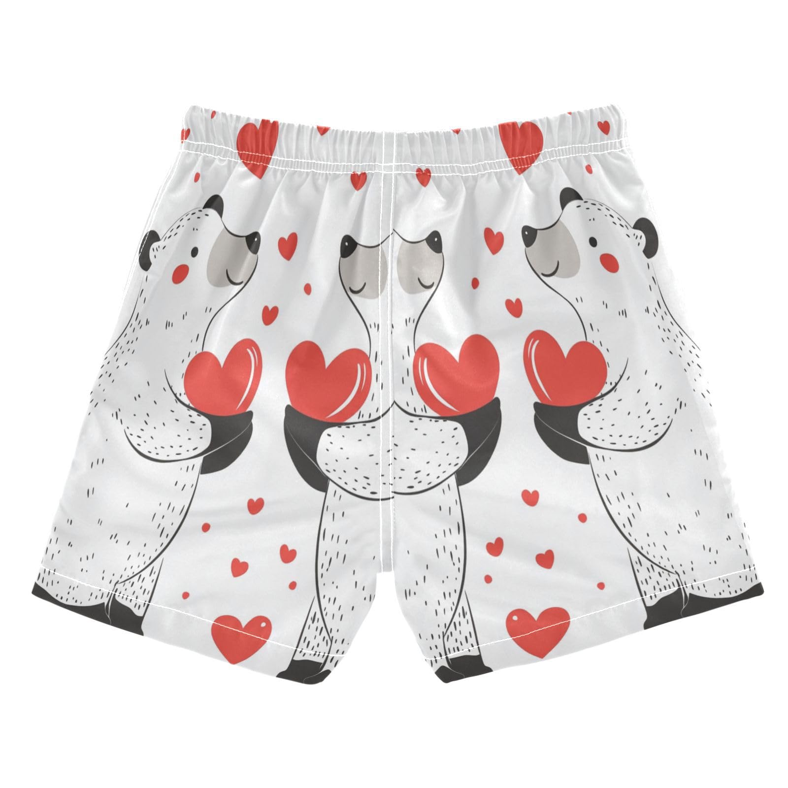 Jucciaco Boys Swim Trunk Quick Dry Beach Board Shorts Raccoon Heart Bear Panda Swimwear for Kids Multicolor