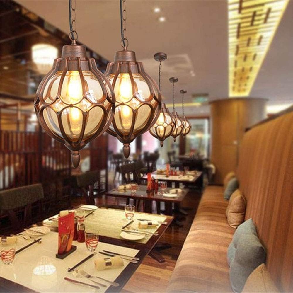 Lampada a Sospensione per Esterni, Globo di Vetro, Sfera Vintage Mediterranea, lampadario Impermeabile in Alluminio E27, Illuminazione da soffitto per Esterni Resistente alla piogg
