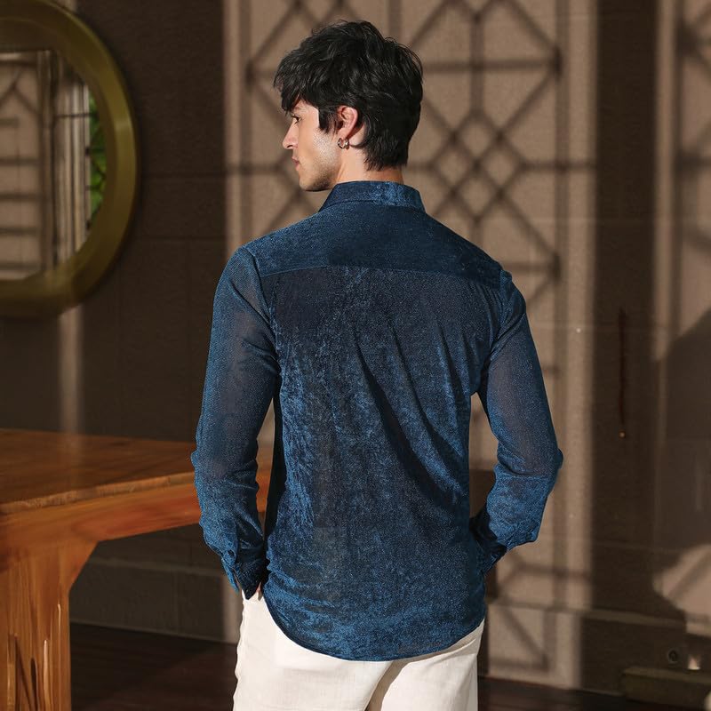 Image of CAHOOT Men's Olive Shirt Casual Wear | Shawl Collar | Long Sleeve | Button Closure | Shirt Crafted with Comfort Fit for Everyday Wear