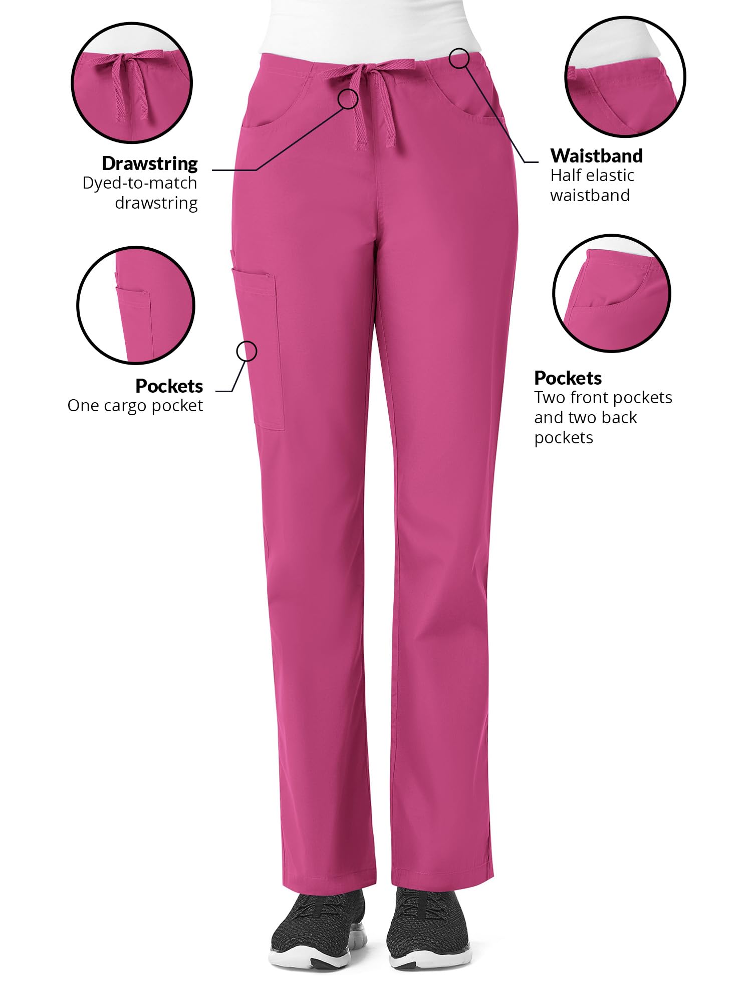 Maevn Women's Core Utility Cargo Pants(Hot Pink, Large Petite)