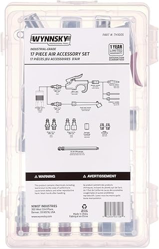 Miniatura 7 de WYNNsky Kit de accesorios de compresor de aire de 17 piezas, accesorios de manguera de aire de 1/4 pulgadas, pistola de soplado, medidor de