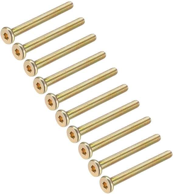 sourcing map M6x60mm Furniture Screw Hex Socket Machine Screws Zinc Plated Fasteners Bolts Full Thread Carbon Steel 15Pcs