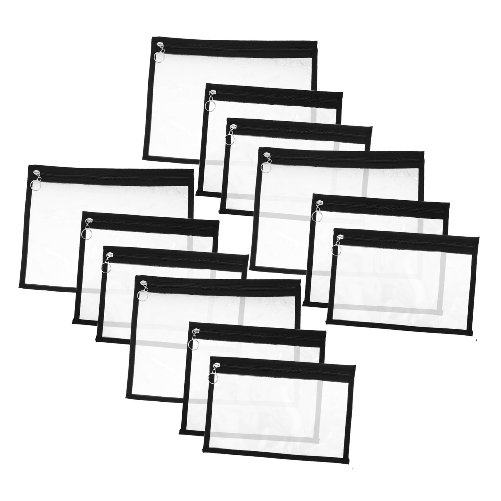 iplusmile 12pezzi Sacchetti Trasparenti Cerniera in Pvc Borse Organizer Per Documenti e Cosmetici Impermeabili e Pratici Per Uso Quotidiano e Viaggio