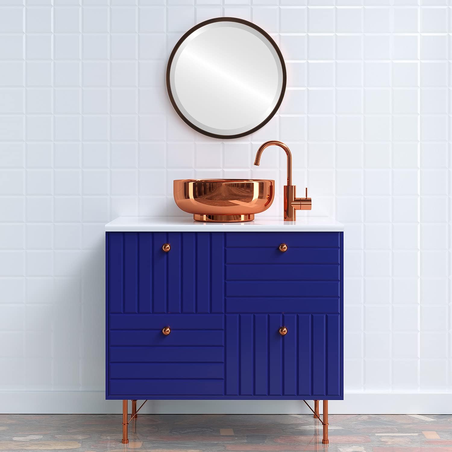 OVALCREST Round Mirror with Wood Frame – Wall Hanging for Bathroom, Vanity, Bedroom, Living Room, Hallway – (Rubbed Bronze) 25” x 25”