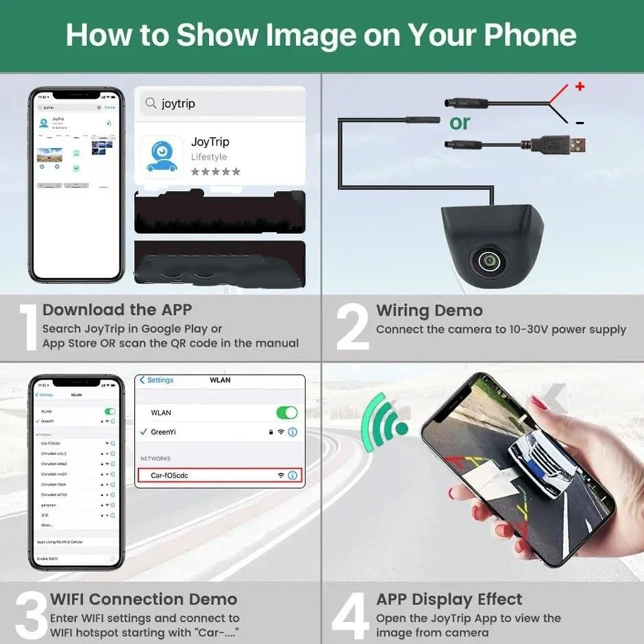 Cámara Aparcamiento HD 720P 170 ° Ojo De Universal Inalámbrico 5G WiFi Coche DVR Grabadora Cámara De Visión Trasera para Teléfono Android Camara Marcha Atras
