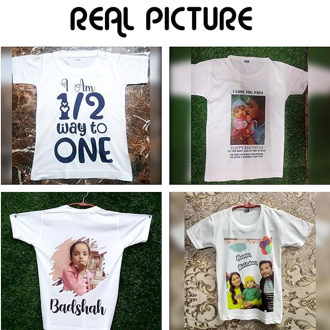 Image of Print Gift Personalized /Customized Print (फ़ोटो प्रिंट) Round Neck T-Shirt, Colour- White| Material- Polyester, Kids and Adults T-Shirts for Boys, Girls, Men, Women