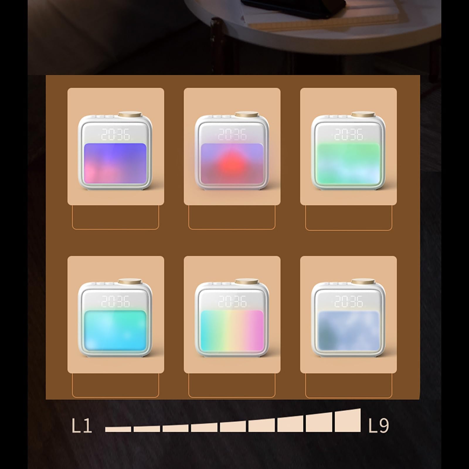 Wecklicht mit Sonnenaufgangssimulation, RGB-Stimmungslampe und Dual-Wecker, Dimmbare Nachttischlampe für Kinder/Erwachsene, Warmes Nachtlicht mit Speicherfunktion